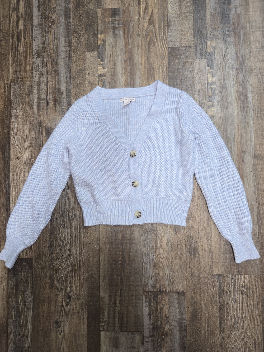 Sincerly Jules Light Blue Cropped V-Neck Button Cardigan